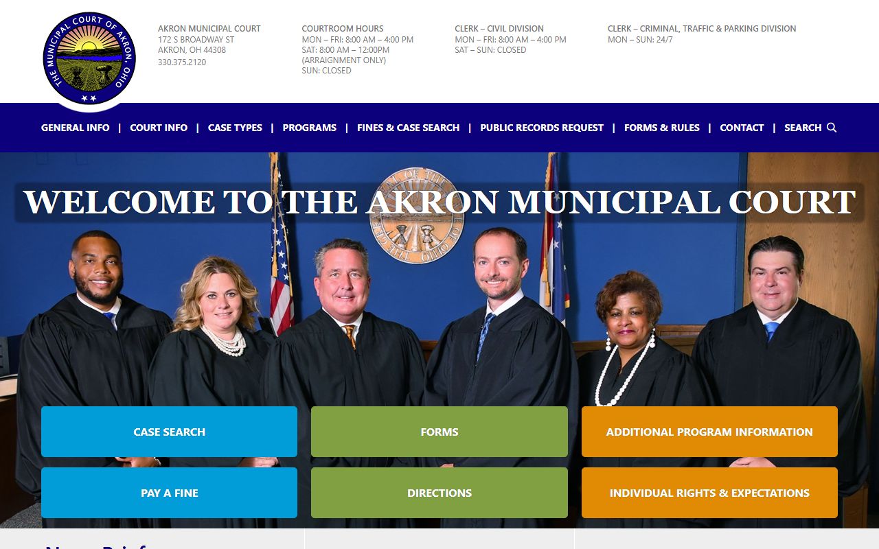 Akron Municipal Court online case search for Akron DUI records