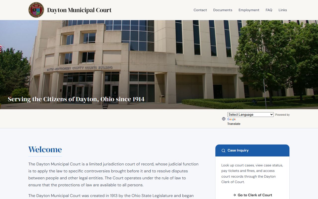 Dayton Municipal Court online case search for Dayton DUI records