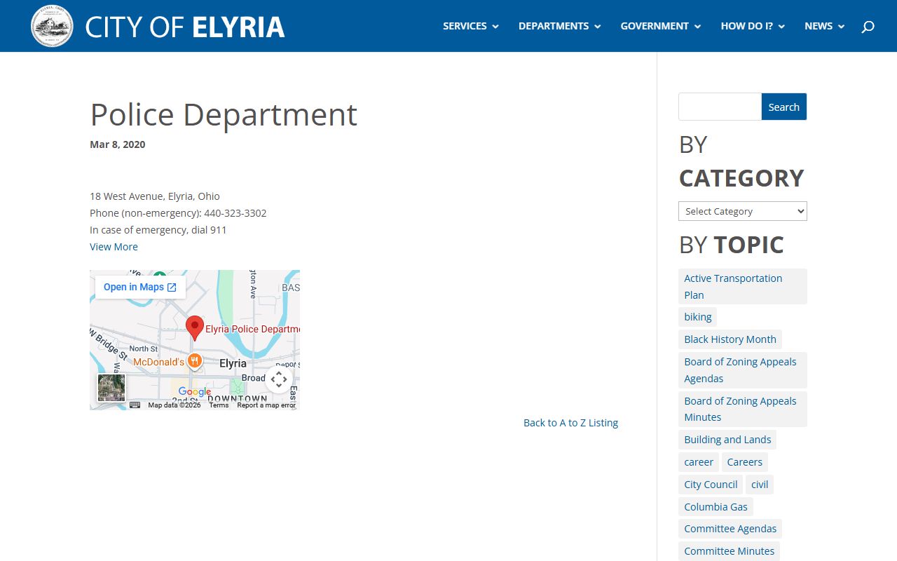 Elyria Police Department records for DUI arrest reports