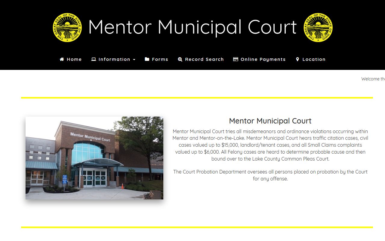 Mentor Municipal Court online portal for DUI records search
