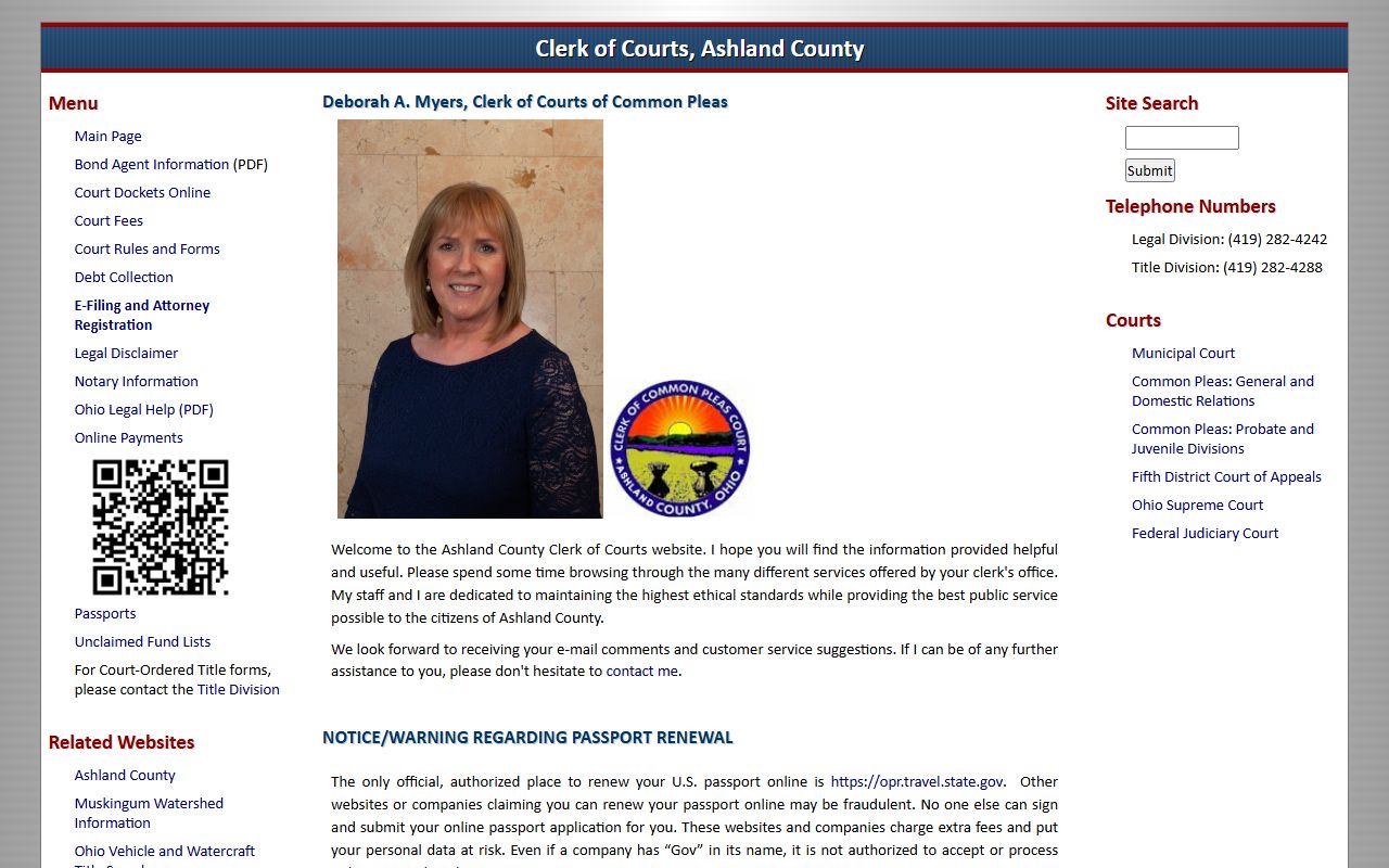 Ashland County Clerk of Courts office for DUI records access