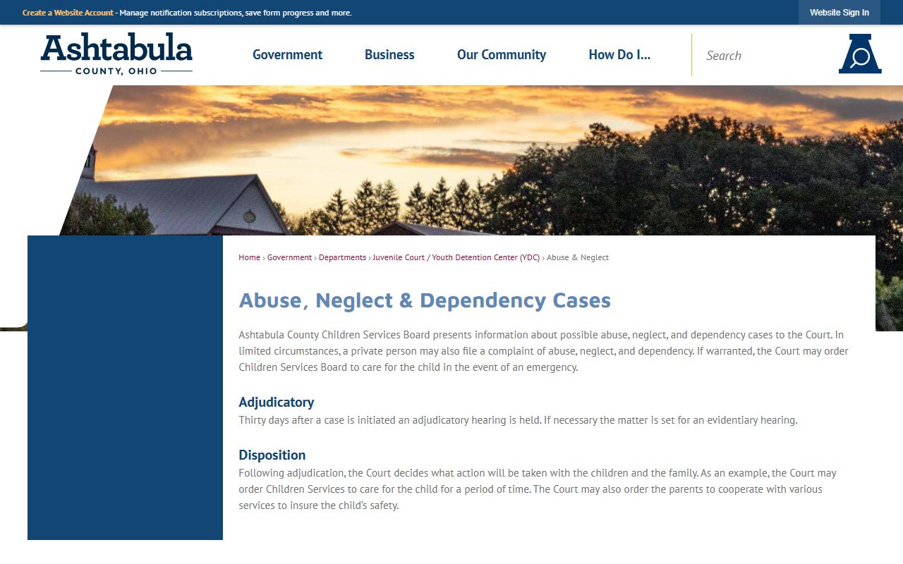 Ashtabula County Clerk of Courts office for DUI records