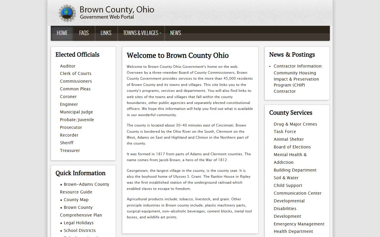 Brown County official website for DUI records access