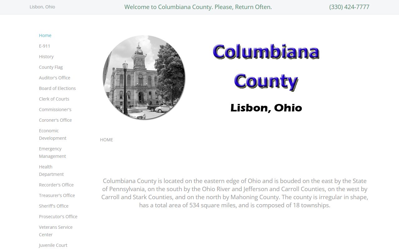 Columbiana County official website for DUI records access