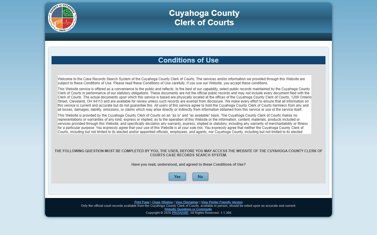 Cuyahoga County Court Docket Search for DUI records