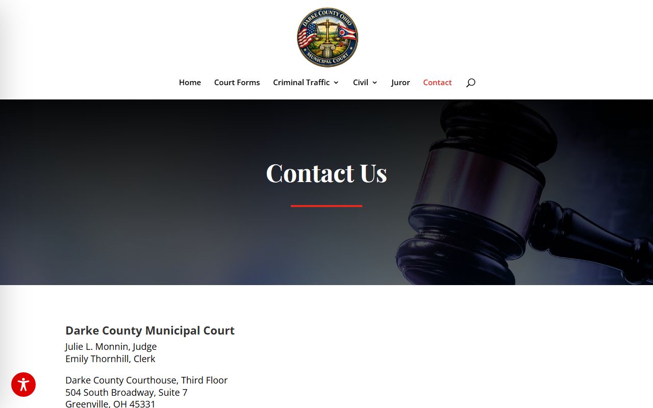 Darke County Municipal Court contact page for OVI records