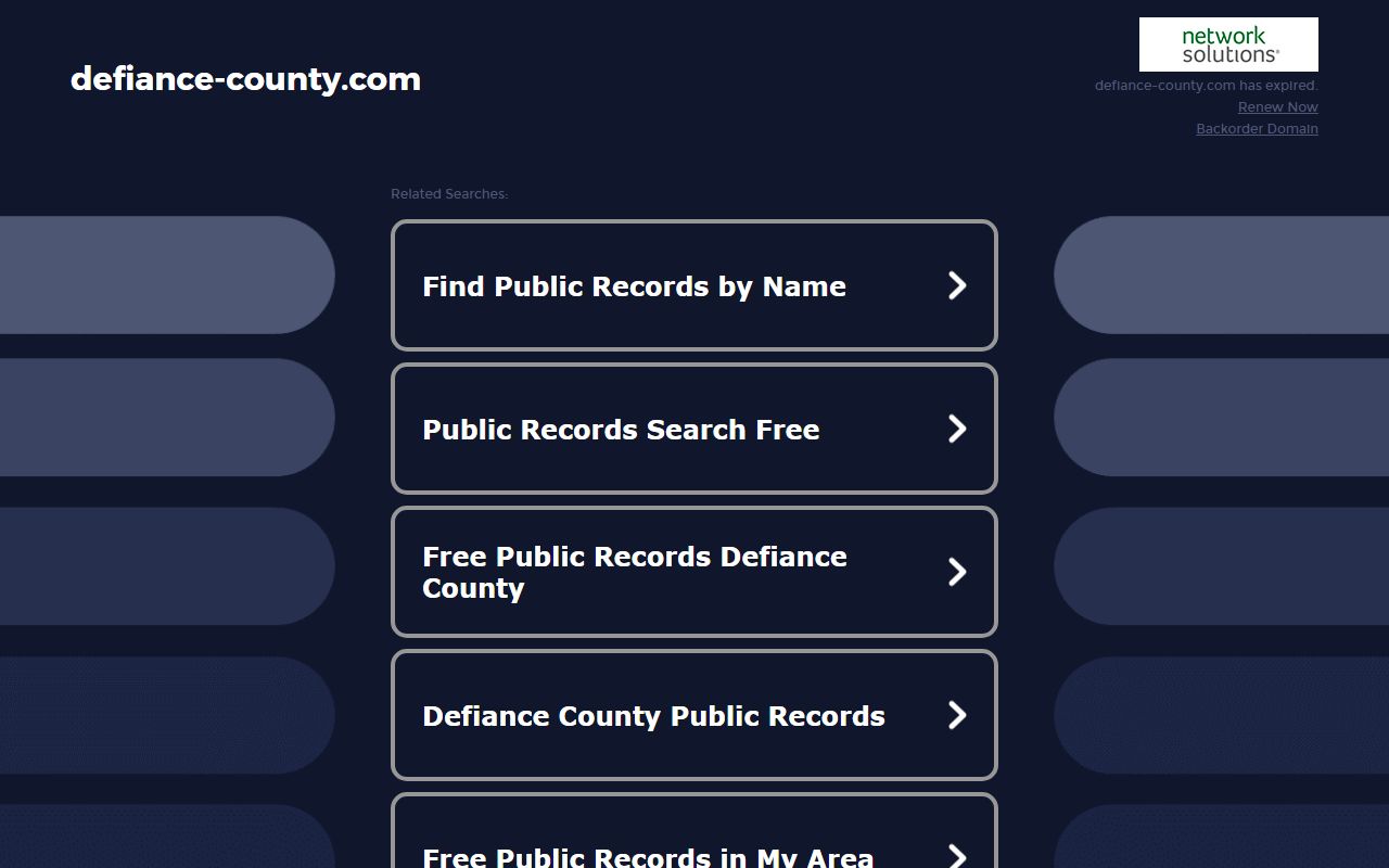 Defiance County Clerk of Courts website for DUI records
