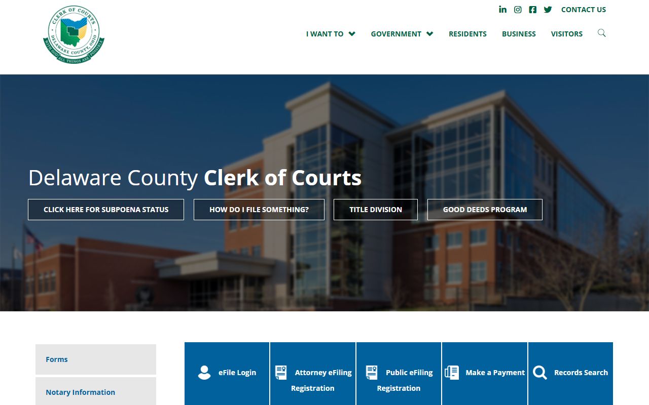 Delaware County Clerk of Courts website for DUI records access