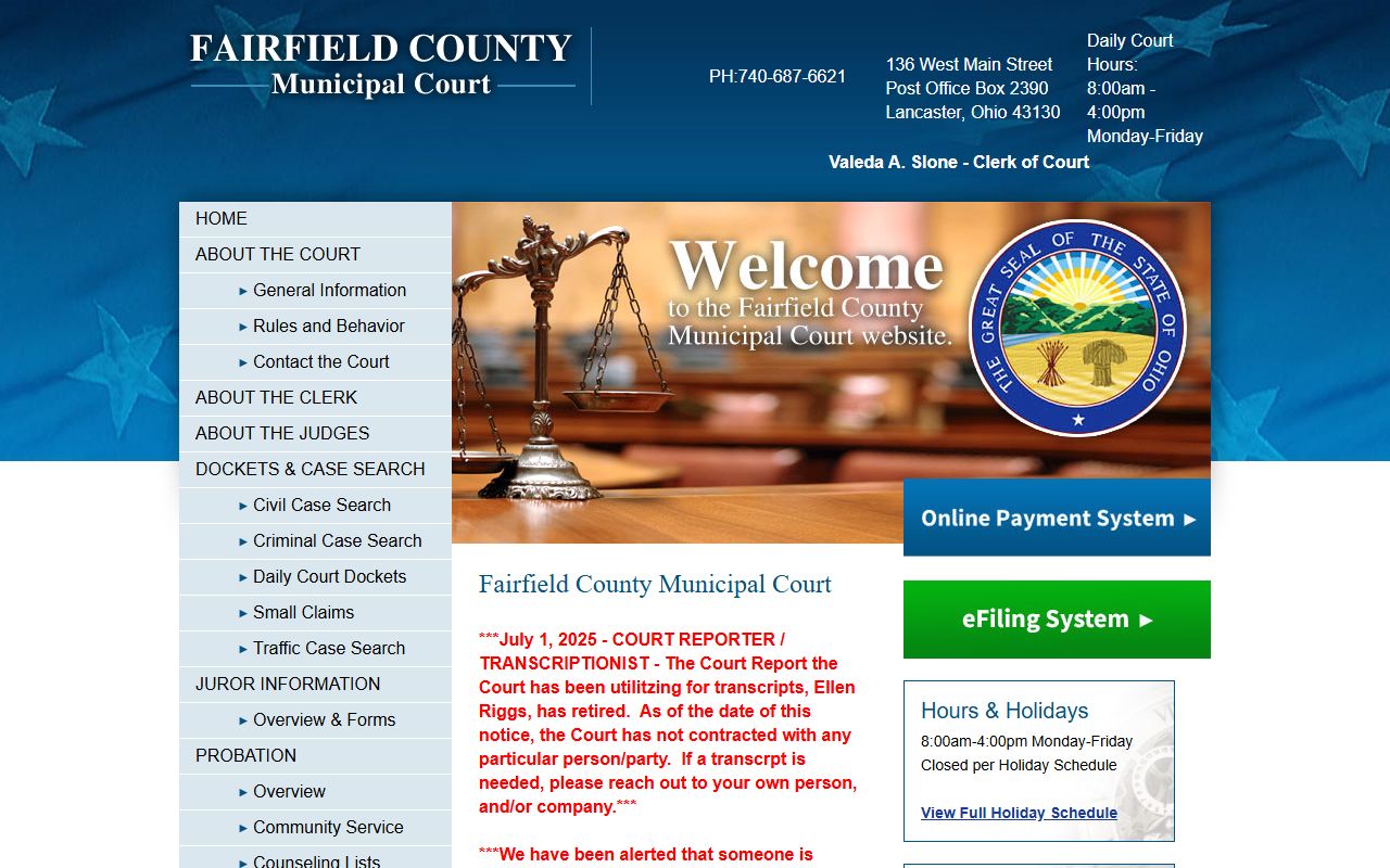 Fairfield County Municipal Court for DUI case records