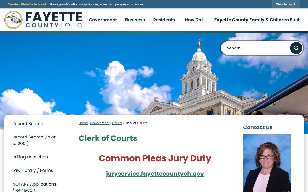 Fayette County Clerk of Courts website for DUI records