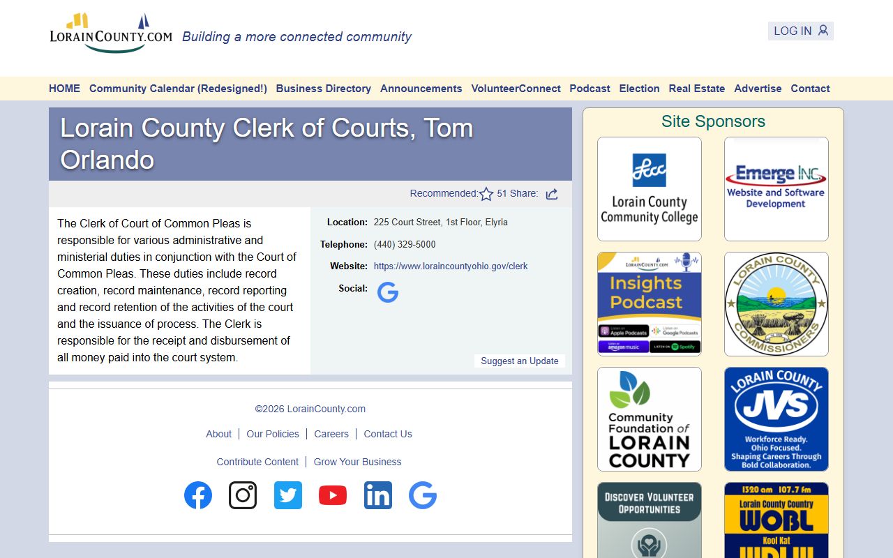 Lorain County Clerk of Courts office for DUI records access