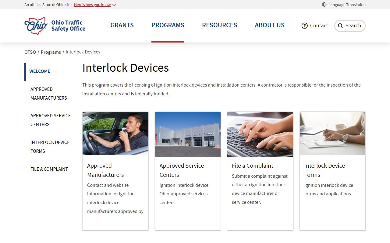 Ohio Traffic Safety Office ignition interlock program for DUI offenders